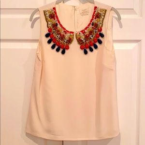 Kate Spade Ivory Silk Beaded/Embellished Blouse